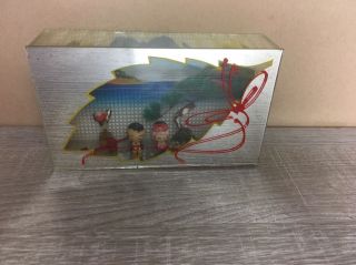 Vintage FECO Japan Diorama Shadow Box Souvenir Wooden Mini Figurines and Bonsai 3