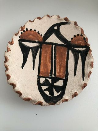 Signed Indian Native American Navajo Pottery Acoma Cef Small Plate Bird Eagle