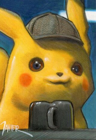 Pokemon Detective Pikachu Movie Ryan Reynolds Sketch Card Aceo Art 1/1
