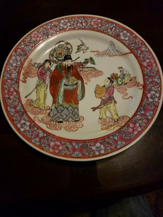 2 Vintage Hand Painted Octagonal Porcelain Plates,  Bird,  Flowers,  Chinese?