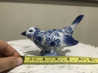 Bird Figurine Chinese Vintage Large Vintage Blue White Asian Ceramic Porcelain
