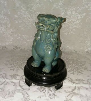 Vintage Shisa Lion Shi Shi Dog Okinawa Japan 6 " Tall Foo Dog Ceramic With Base