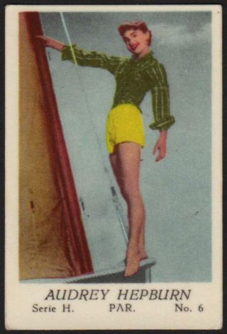Audrey Hepburn - 1957 Vintage Swedish Serie H Movie Star Gum Card 6