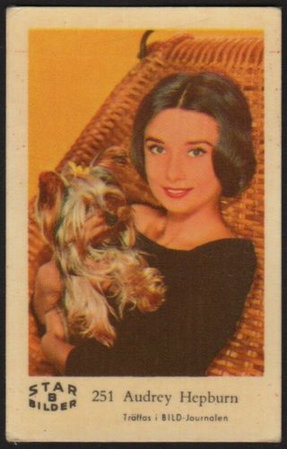 Audrey Hepburn - 1962 Vintage Swedish Star Bilder B Set Movie Star Gum Card 251