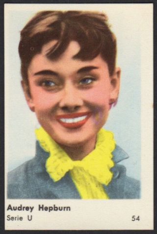 Audrey Hepburn - 1959 Vintage Swedish Serie U Movie Star Gum Card 54