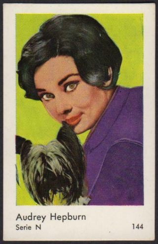 Audrey Hepburn - 1962 Vintage Swedish Serie N Movie Star Gum Card 144