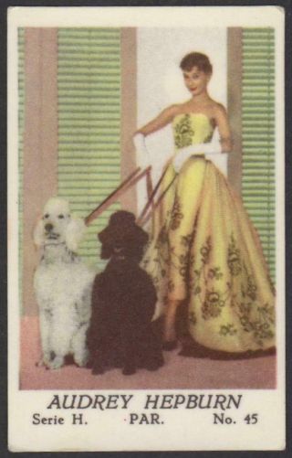 Audrey Hepburn - 1957 Vintage Swedish Serie H Movie Star Gum Card 45