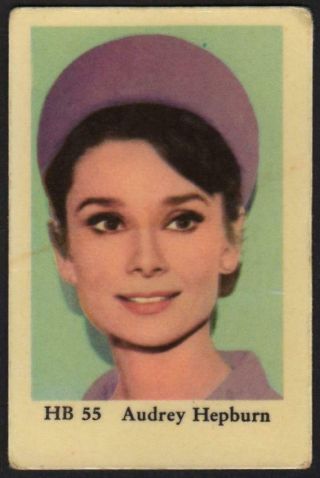 Audrey Hepburn - 1965 Vintage Swedish Hb Set Movie Star Gum Card Hb 55