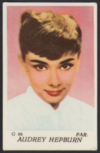 Audrey Hepburn - 1956 Vintage Swedish G Set Movie Star Gum Card G 86