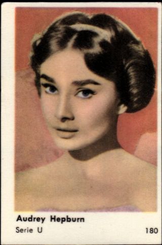 Audrey Hepburn - 1959 Vintage Swedish Serie U Movie Star Gum Card 180