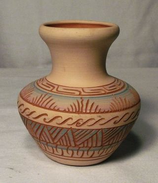 Navajo Pottery Jar Vase Signed M G (m Gray) With,  3 1/4 Inches Tall