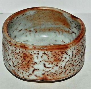 Vintage Japanese Tea Bowl,  Cup,  In Mino Ware,  Light Blue And Orange,  Brown