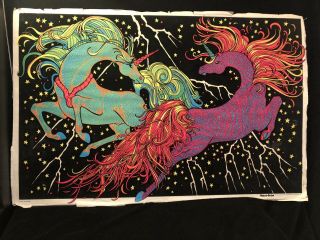 Vtg Velva Print Velvet Blacklight Poster Magical Unicorn Universe Seattle Wa
