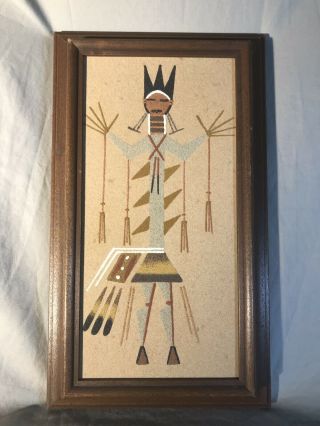 Vintage 1970s Authentic Navajo Sand Painting Framed Native American Harry Begay