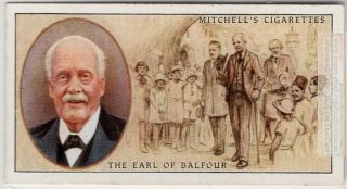 Arthur James Balfour 1917 Declaration Jewish Homeland 1930s Trade Ad Card