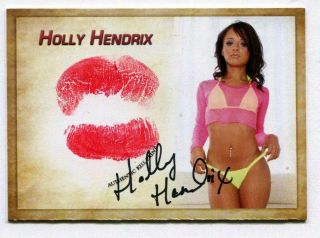 Holly Hendrix Autograph Kiss Print Card Adult Film Porn Star 2018 Collectors Exp