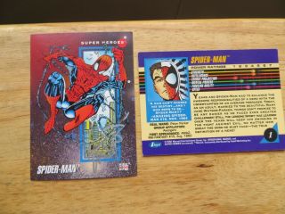1992 Impel Marvel Universe 3 Spider - Man Card 1 Signed Erik Larsen Art,  Poa