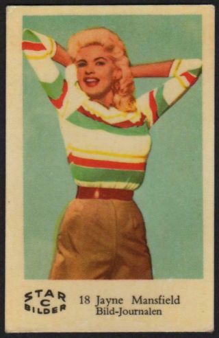 Jayne Mansfield - 1962 Vintage Swedish Star Bilder C Set Movie Star Gum Card 18