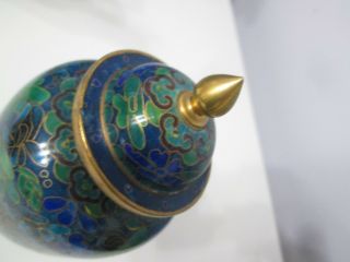 Blue green and Gold Floral Cloisonne Enamel Ginger Jar with Lid - China 5 