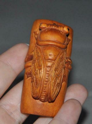 Japanese Handwork Boxwood Netsuke Carving Cicada