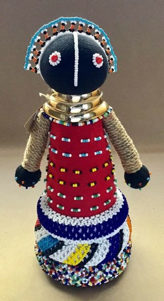 Nwt 11” Tall Ndebele Fertility Doll From South Africa Lovely Beadwork