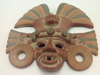 Mayan Mask Head Maya Aztec Mexico Mexican Sculpture Clay Wall Art Face Inahmex