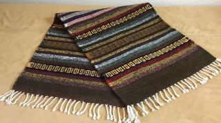 Zapotec Rug Table Runner,  Southwest Design,  Mexico,  Hand Woven,  Wool,  Stripes