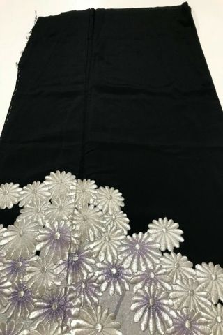 @@Vintage/Japanese tomesode kimono silk fabric/ embroidered chrysanthemum D640 3