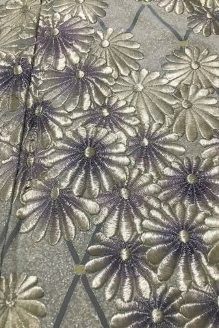@@Vintage/Japanese tomesode kimono silk fabric/ embroidered chrysanthemum D640 5