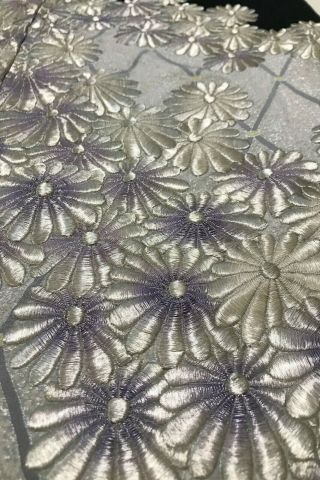 @@Vintage/Japanese tomesode kimono silk fabric/ embroidered chrysanthemum D640 6