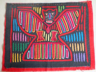 Vintage Bat Animal Mola Textile Art Reverse Applique Cuna Panama 40,  Years Old