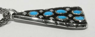 LARGE Old Signed NAVAJO Don Platero Natural Kingman Turquoise 925 Silver Pendant 3
