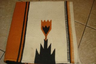 Vintage Native American Navajo Woven Saddle Blanket Rug 8