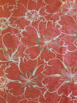 Vintage Japanese Silk Kimono Fabric Panel Art Blossoms On Dark Pink