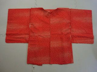 Japanese Vintage Kimono,  Haori,  Silk,  Orange,  N072514