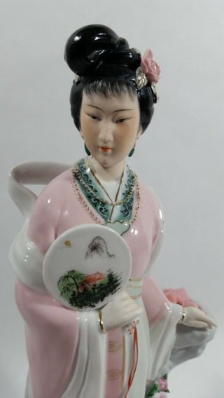 Vintage Asian Woman Geisha Lady Ceramic Chinese Figure Statue 12 Inches Tall 3