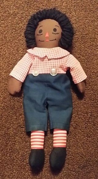 Vintage Black Handmade Raggedy Andy Doll Approximately 13 "