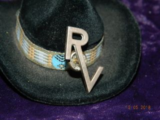 Vintage Rancheros Visitadores Rv Emblem Cowboy Hat/tie Screw Pin Sterling Silver