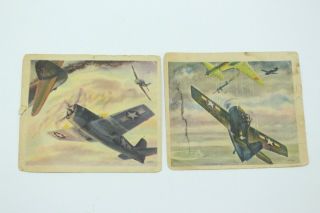 (2) 1942 Coca Cola Wwii War Plane Paper Cards Grumman Hellcat Wildcat F6f F4f