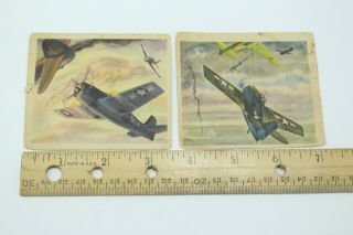 (2) 1942 Coca Cola WWII War Plane Paper Cards Grumman Hellcat Wildcat F6F F4F 3