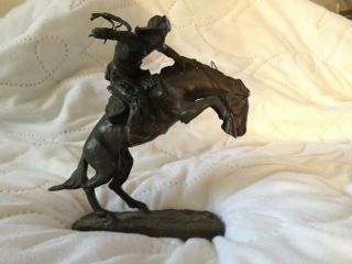 Frederic Remington Bronze Statue 6 " Tall Bronco Buster Franklin 1988