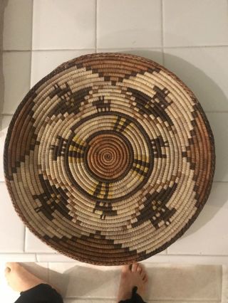 Vintage Antique Native American Indian? Hand Woven Basket Origin Unknown 12 Inch