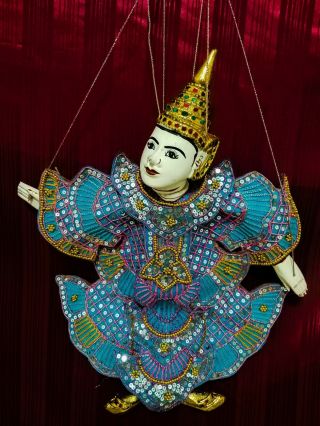 Handmade Puppet Dolls Made Of Wood And Authentic Thai Striped Fabrics Real Charm