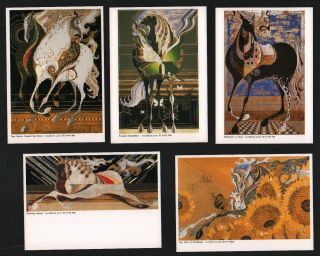 Tadashi Nakayama Five (5) Japanese Postcards - Horses
