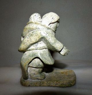 Inuit Art Sculpture Woman Carrying Child 3 1/2 