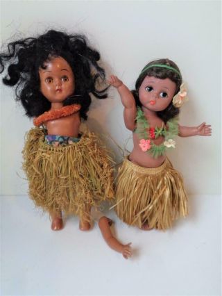 2 Vintage Native Hawaiian Dolls Madame Alexander Wendy Hawaii Virga Ginger Walkr