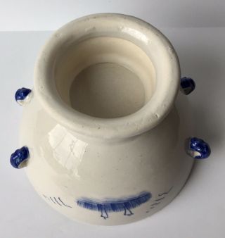 Old Chinese Lidded Rice Bowl Covered Dish Pedestal Porcelain Foo Dog 2 Blue Band 8