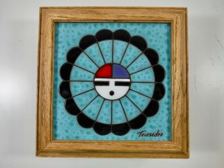 Teissedre Tile Box,  Sw Native American Hopi Sun Kachina,  Jewelry Trinket Stash