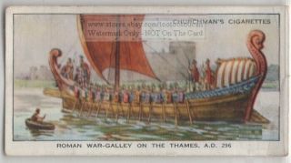 Roman War Galley Ship On London Thames England 296 Ad 80,  Y/o Ad Trade Card
