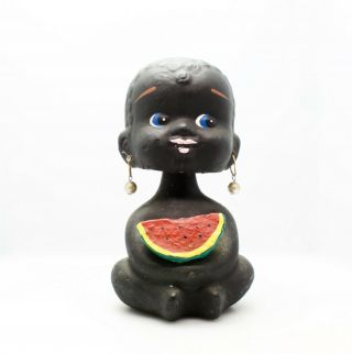 Vintage Black Americana Bobble Head Bank Black Child With Watermelon